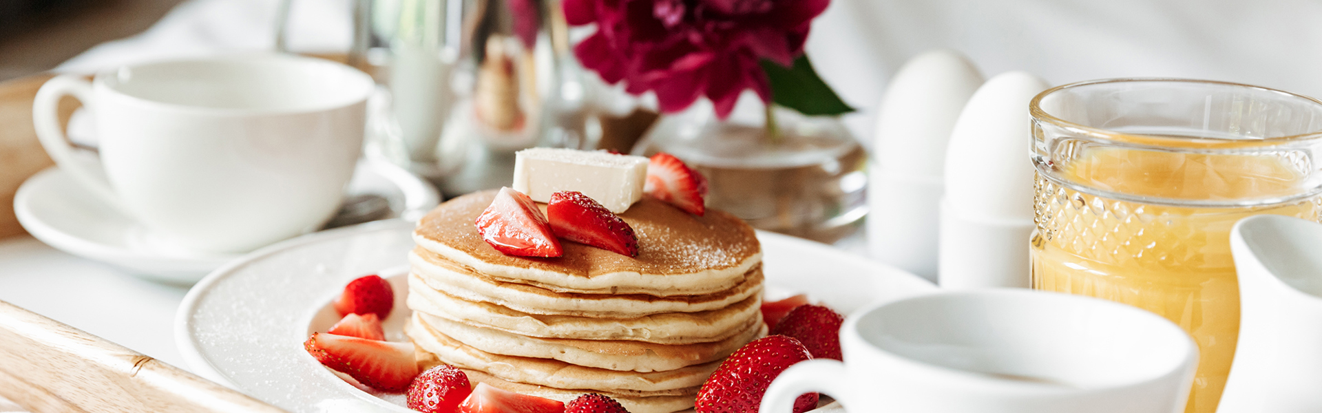 Breakfast In Bed With White Linen Pancakes Boile 2025 02 15 01 18 29 Utc